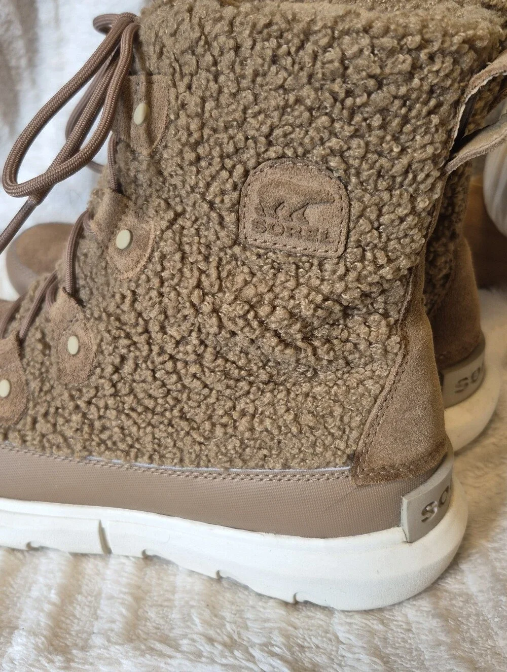 Sorel Explorer II Joan Cozy Boots Brown Sherpa Fleece Waterproof Insulated Sz 11